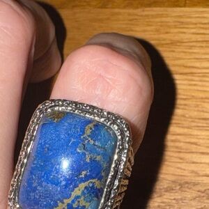 Silver and Lapis Blue Stone Ring